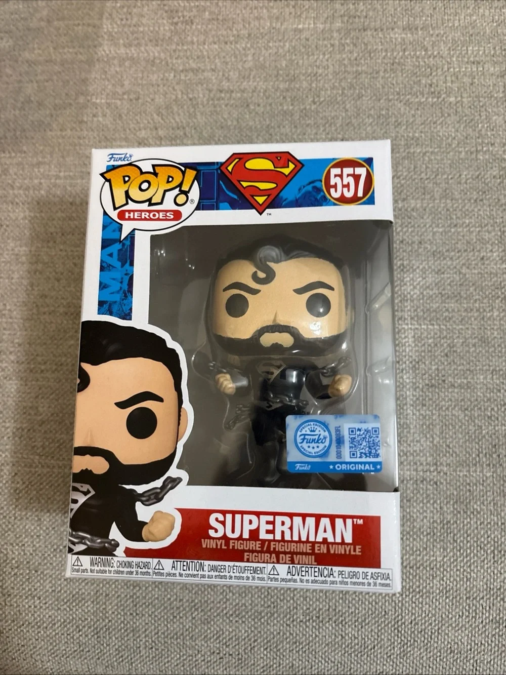 Funko Pop! Heroes Superman Black & Silver Vinyl Figure - Blue Box